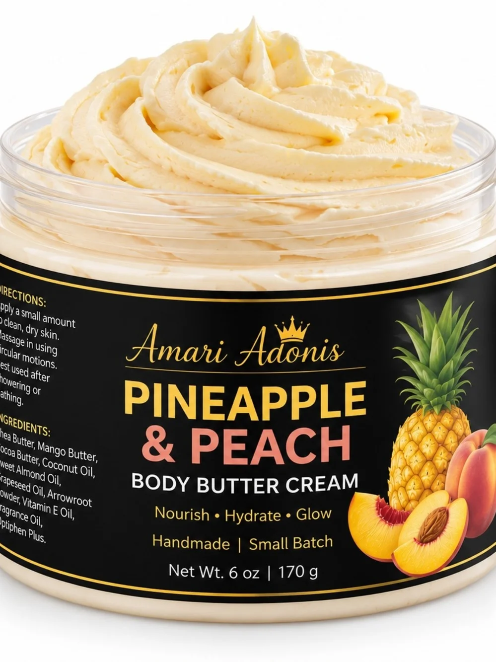AmariAdonis Pineapple & Peach Body Butter Cream — Peach 6 Oz